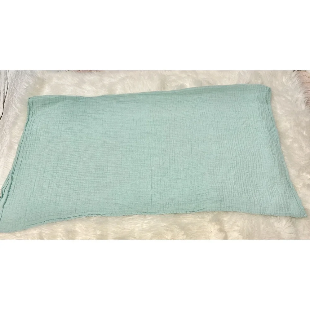 Kyle & Deena Mint Green Cotton Muslin Baby Blanket Crinkle Gauze Swaddle 30x36‎